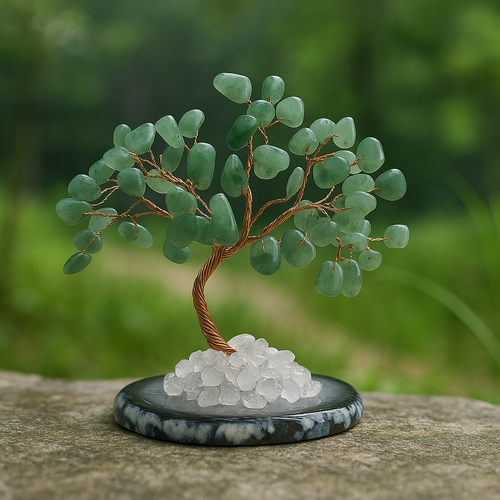 Árvore da Vida – Aventurina Verde e Base de Ágata com Cristal Quartzo