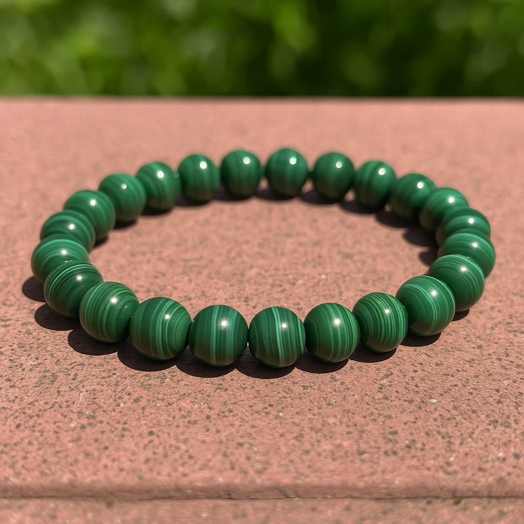 Pulseira de Malaquite Natural – Proteção e Cura Interior