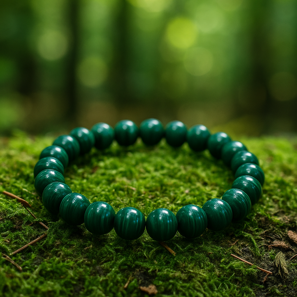 Pulseira de Malaquite Natural – Proteção e Cura Interior
